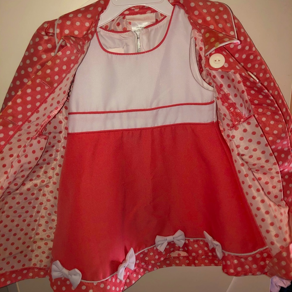 2 piece dress and coat (pink polka dot)